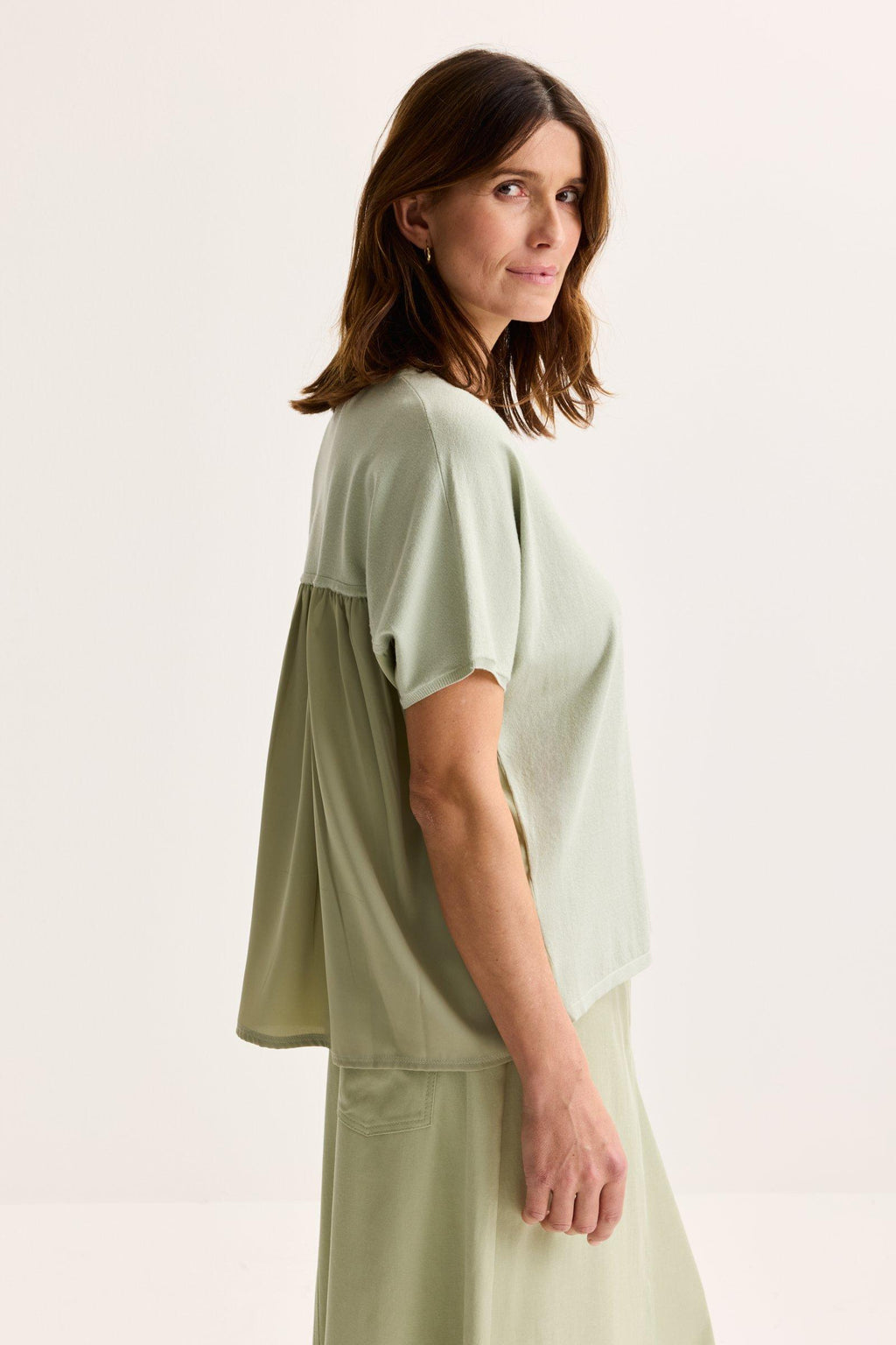 Blouses korte mouw groen Améline