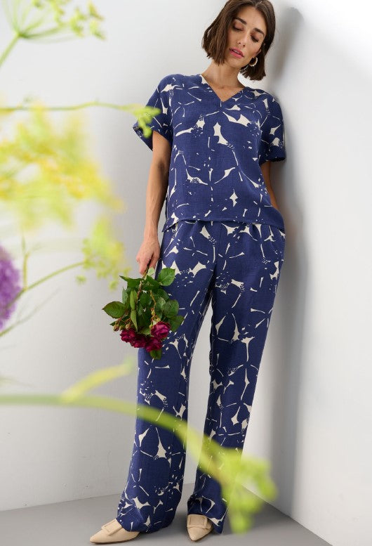 Blouses korte mouw navy Margittes