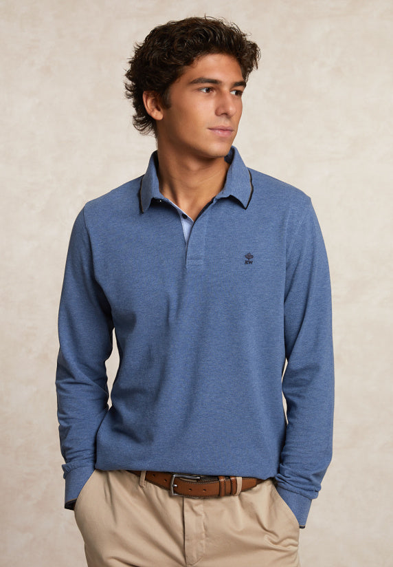 Polo's lange mouw blauw River Woods