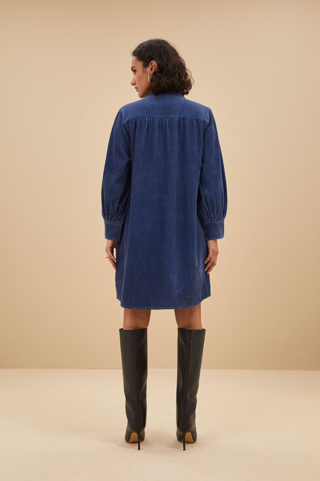 Jurken lange mouw blauw by-bar