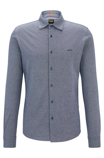 Hemden lange mouw blauw Boss Men Orange