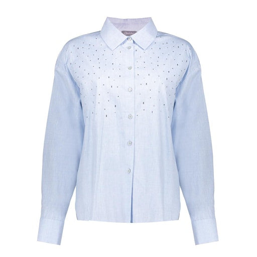 Blouses lange mouw blauw Geisha