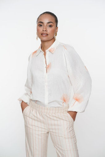 Blouses lange mouw beige Geisha