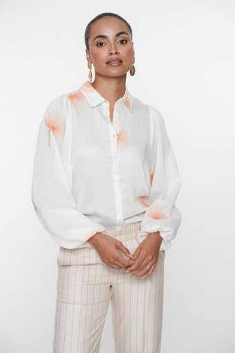 Blouses lange mouw beige Geisha
