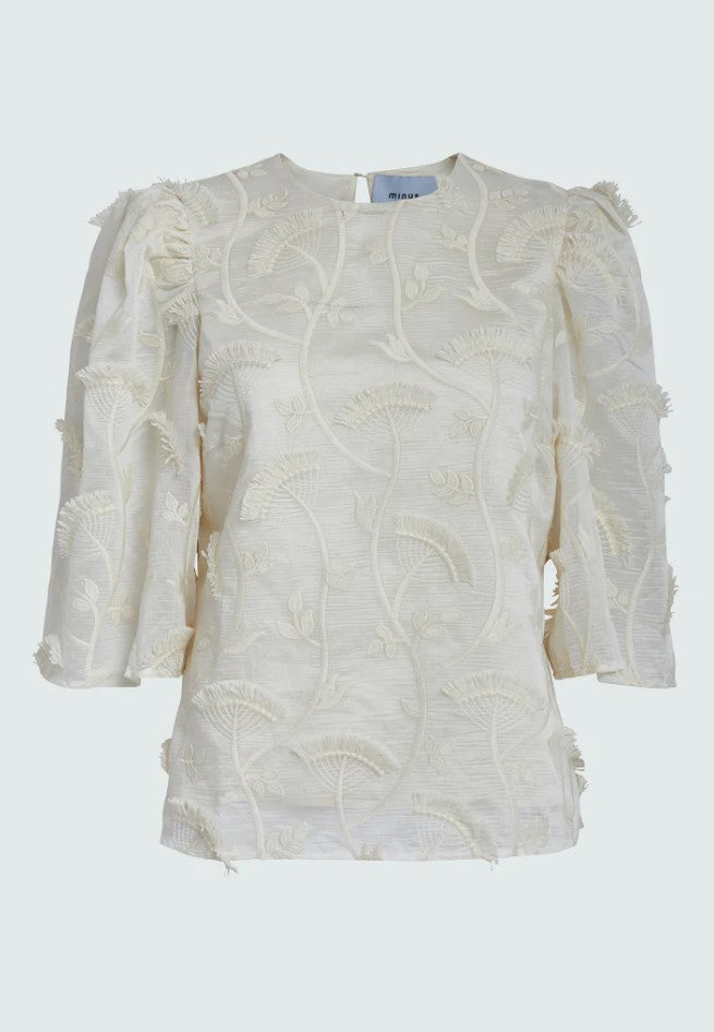 Blouses korte mouw beige Minus