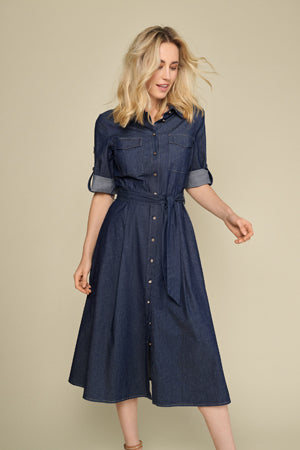 Jurken korte mouw blauw Marie Méro