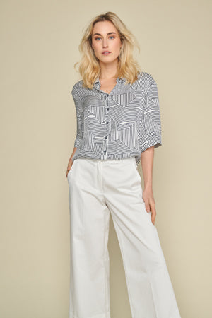 Blouses korte mouw blauw Marie Méro