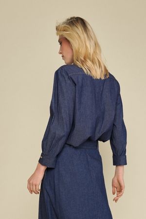 Blouses lange mouw blauw Marie Méro