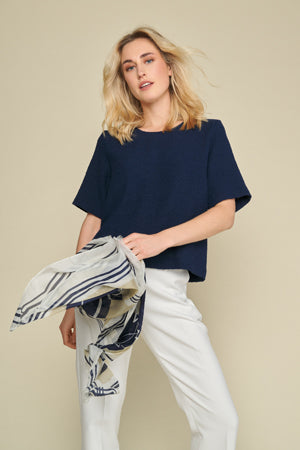 Blouses korte mouw blauw Marie Méro