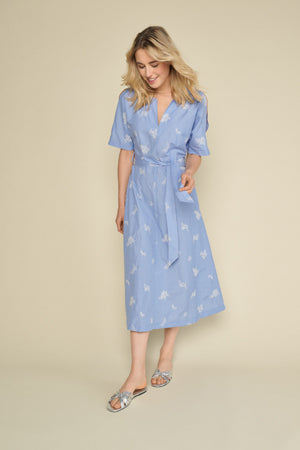 Jurken korte mouw blauw Marie Méro