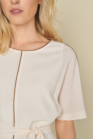 Jurken korte mouw beige Marie Méro