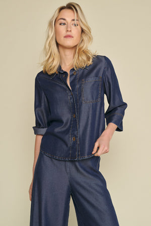Blouses lange mouw navy Marie Méro