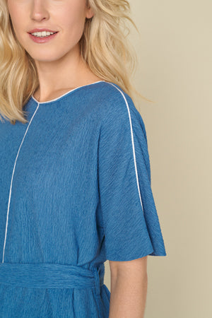 Jurken korte mouw blauw Marie Méro