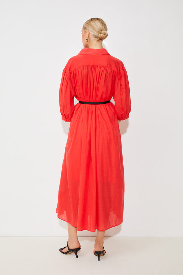 Jurken lange mouw rood Suncoo Paris