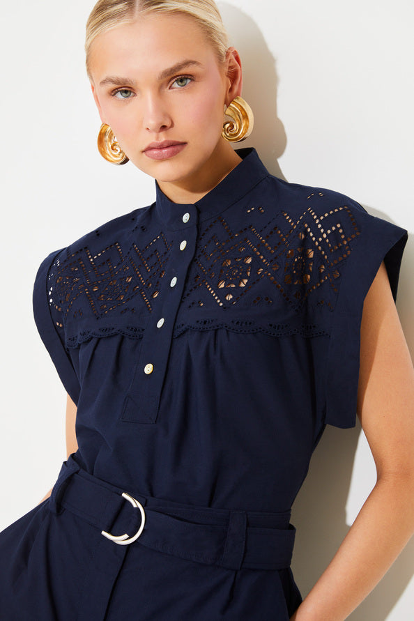Blouses korte mouw navy Suncoo Paris