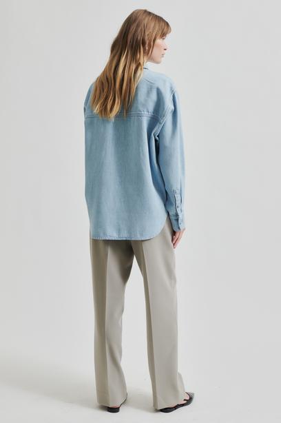 Blouses lange mouw blauw Second Female