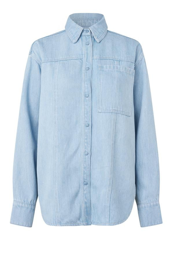 Blouses lange mouw blauw Second Female