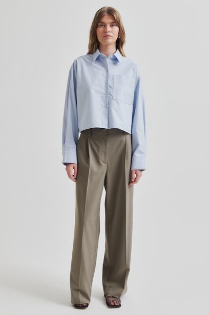 Blouses lange mouw blauw Second Female