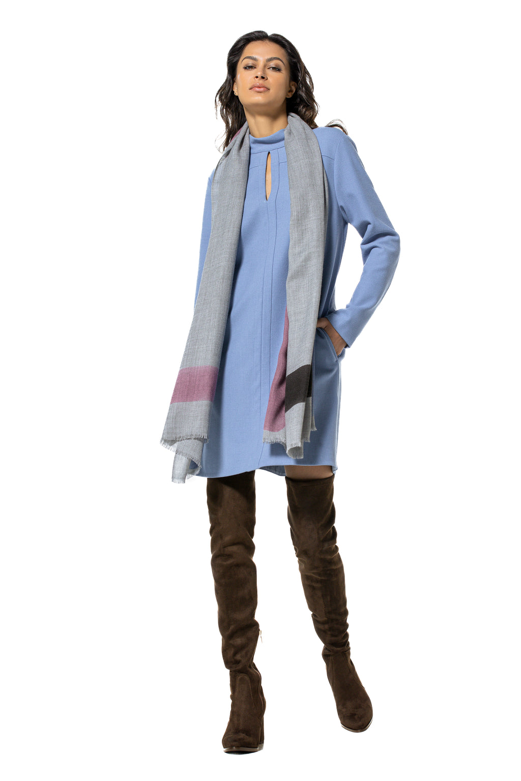 Jurken lange mouw blauw Caroline Biss