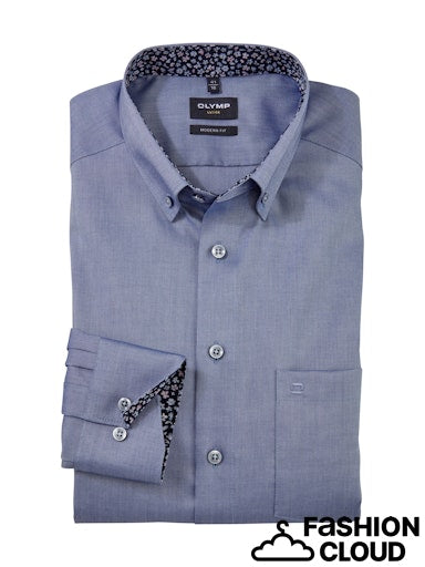 Hemden lange mouw blauw OLYMP