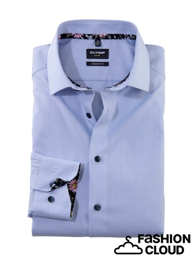Hemden lange mouw blauw OLYMP