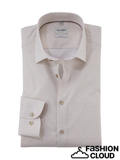 Hemden lange mouw beige OLYMP
