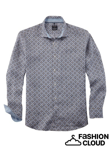 Hemden lange mouw beige OLYMP