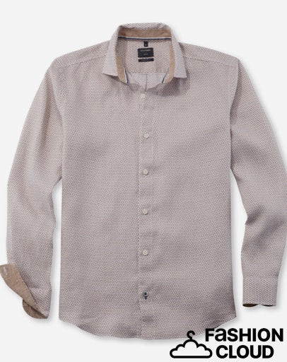 Hemden lange mouw beige OLYMP