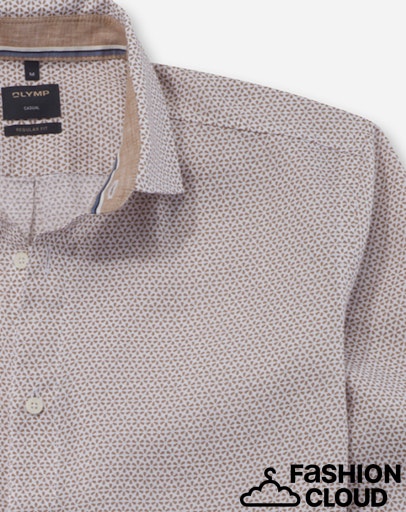 Hemden lange mouw beige OLYMP