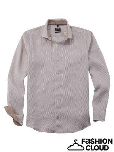 Hemden lange mouw beige OLYMP