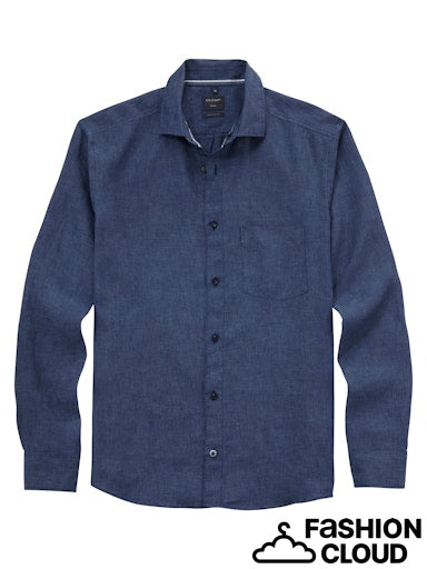 Hemden lange mouw blauw OLYMP