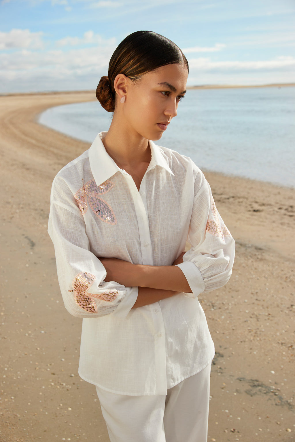 Blouses lange mouw beige Atmos