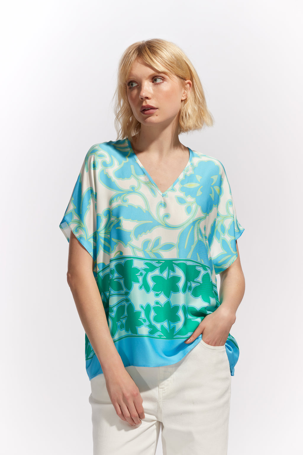 Blouses korte mouw blauw Senso