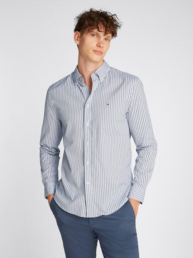 Hemden lange mouw blauw Tommy Hilfiger