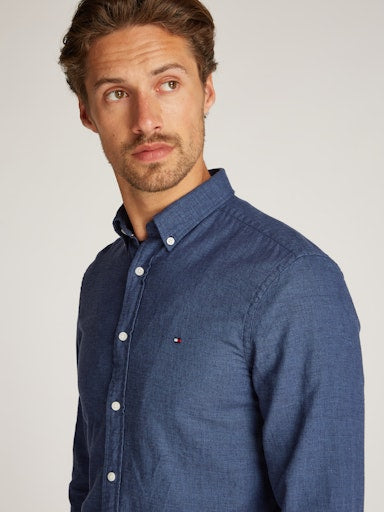 Hemden lange mouw blauw Tommy Hilfiger