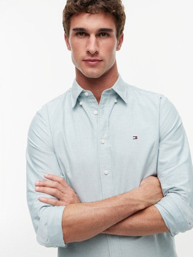 Hemden lange mouw groen Tommy Hilfiger