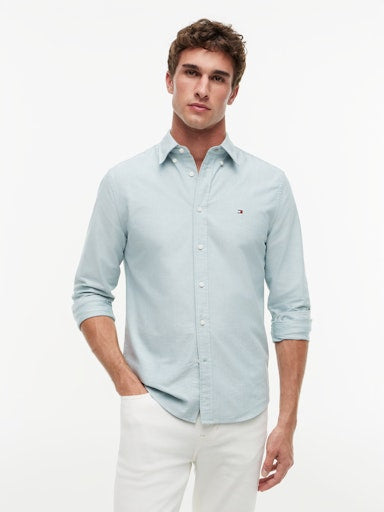 Hemden lange mouw groen Tommy Hilfiger