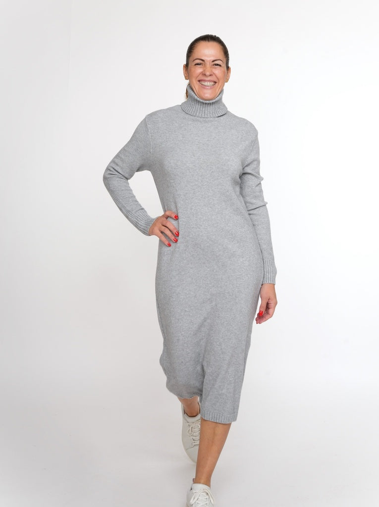 Jurken lange mouw grijs BLACK ROSE