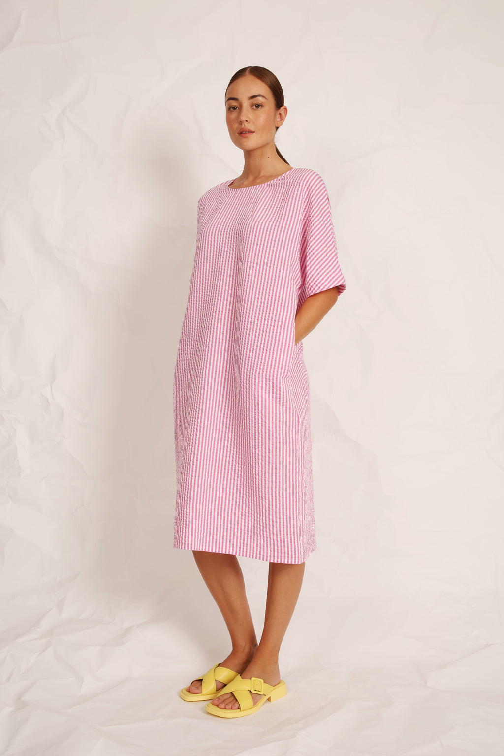 Jurken korte mouw roze Hampton Bays