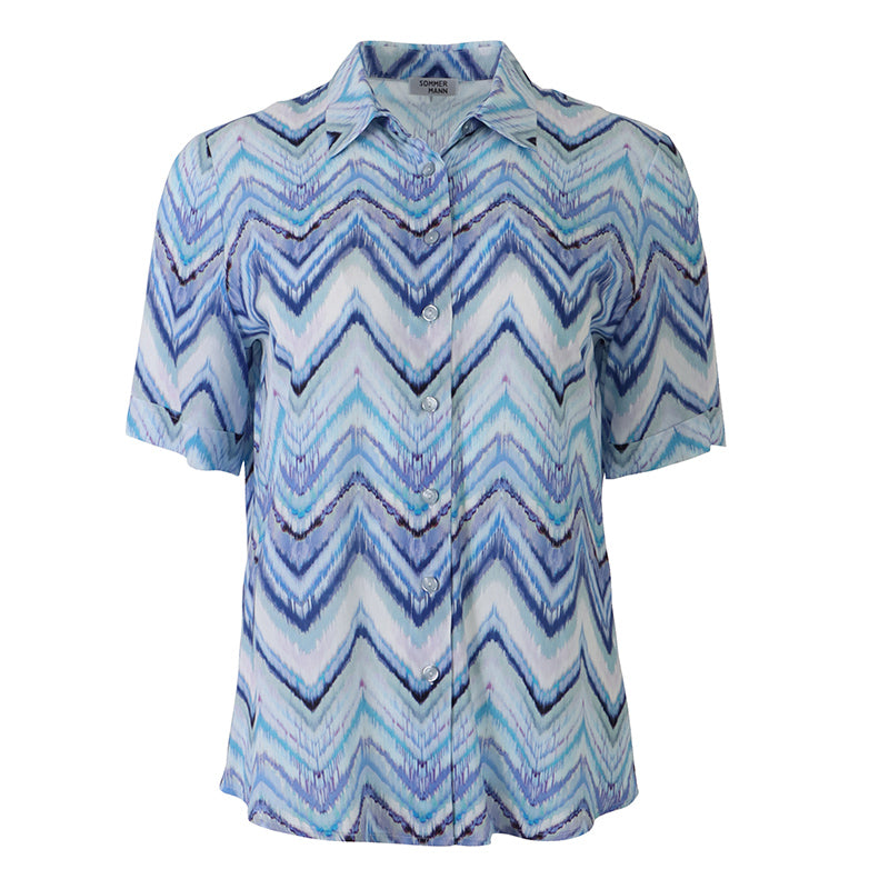 Blouses korte mouw blauw Sommermann