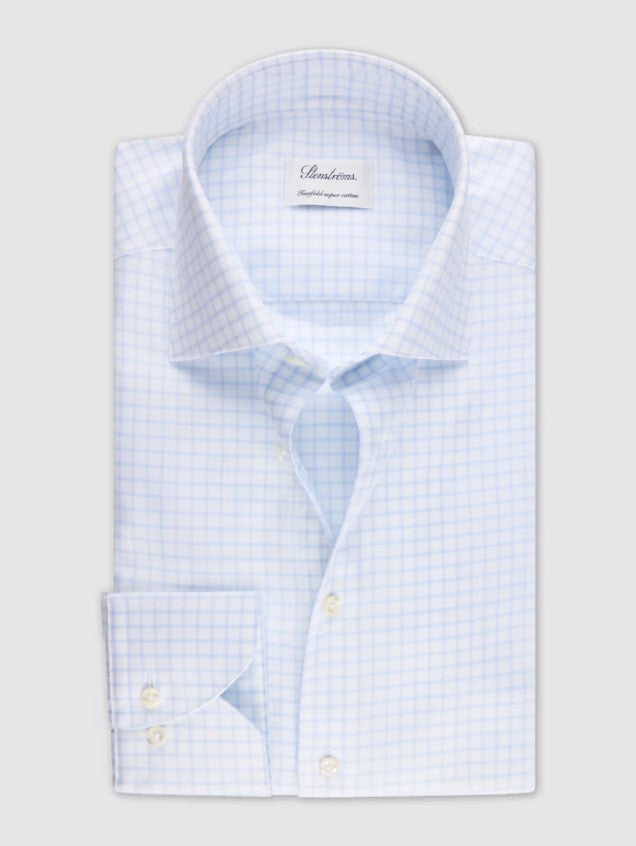 Hemden lange mouw blauw Stenströms