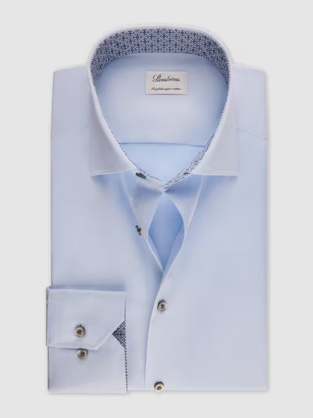 Hemden lange mouw blauw Stenströms