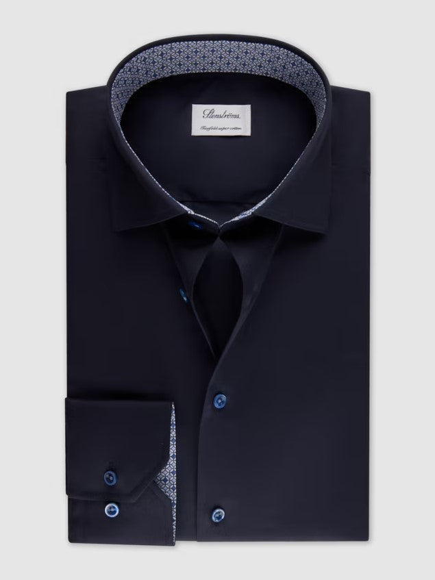 Hemden lange mouw navy Stenströms
