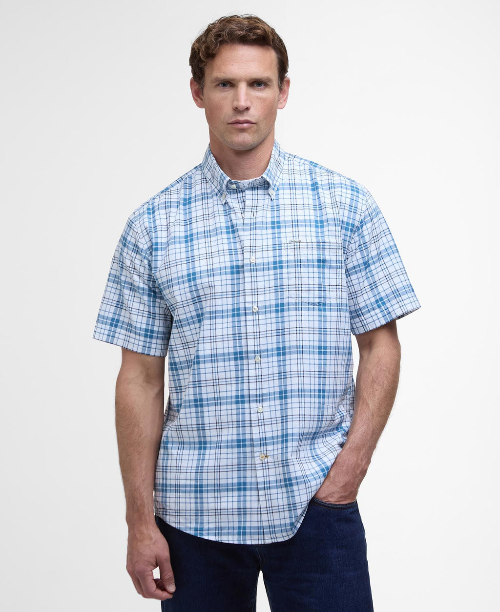 Hemden korte mouw blauw Barbour