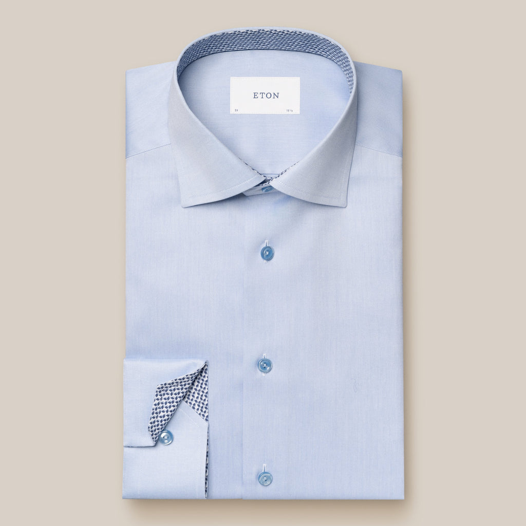 Hemden lange mouw blauw ETON SHIRT