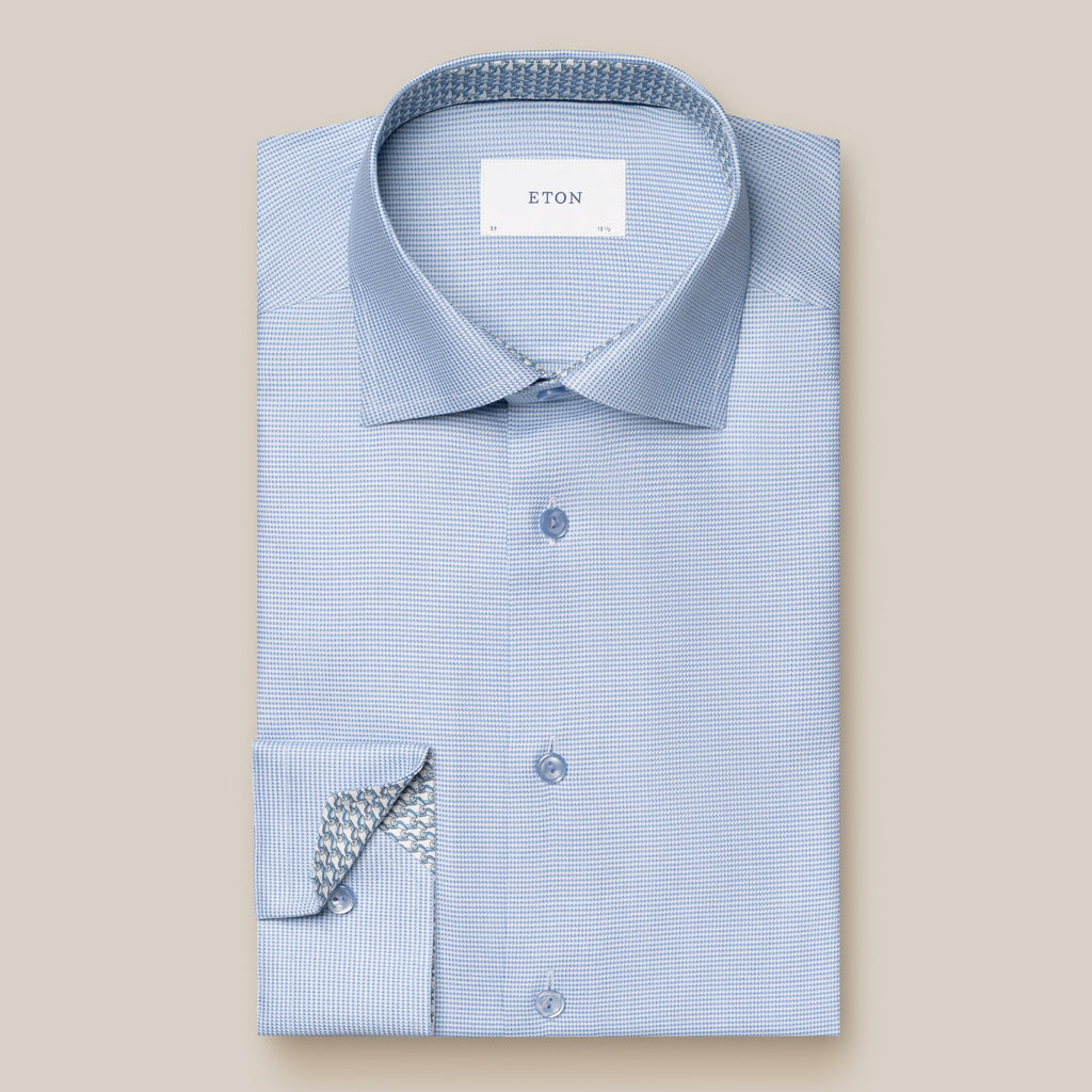 Hemden lange mouw blauw ETON SHIRT