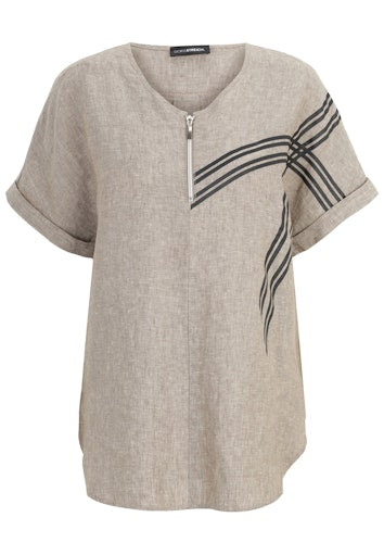 Blouses korte mouw beige Doris Streich