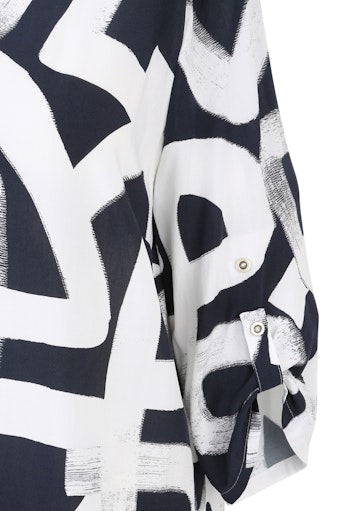 Blouses korte mouw navy Doris Streich