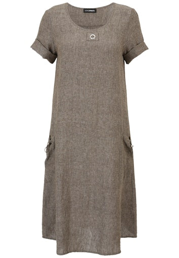 Jurken lange mouw beige Doris Streich