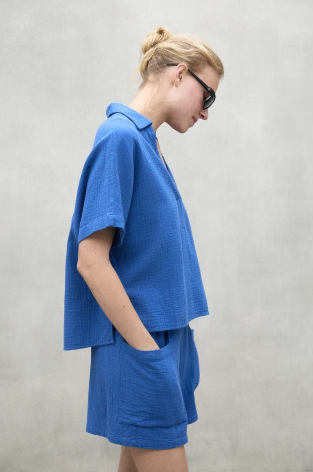 Blouses korte mouw blauw ECOALF